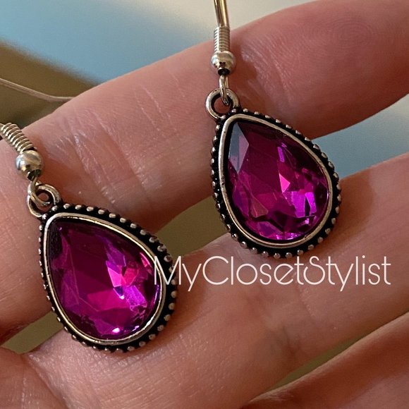 Anthropologie Purple Dangles Silver Drop Earrings! - Picture 4 of 6